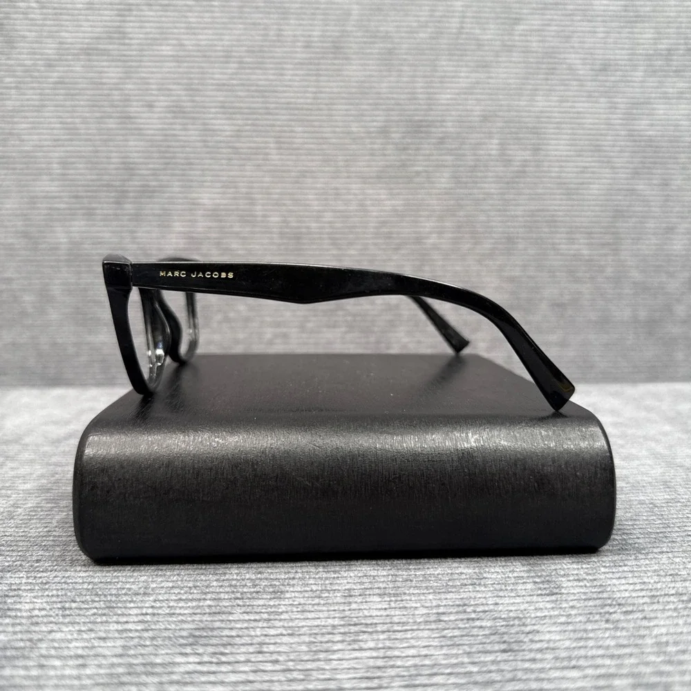 Marc‎ Jacobs Black Cat Eye Optical Y2K Glasses Frames Gold Logo Designer Womens